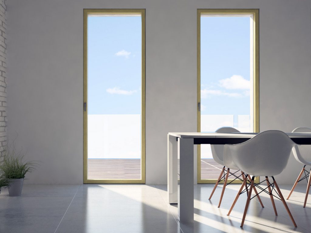 Skyline Door in legno con posa a filo muro