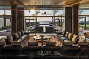 Wooden glass wall with minimal Skyline Facade profile