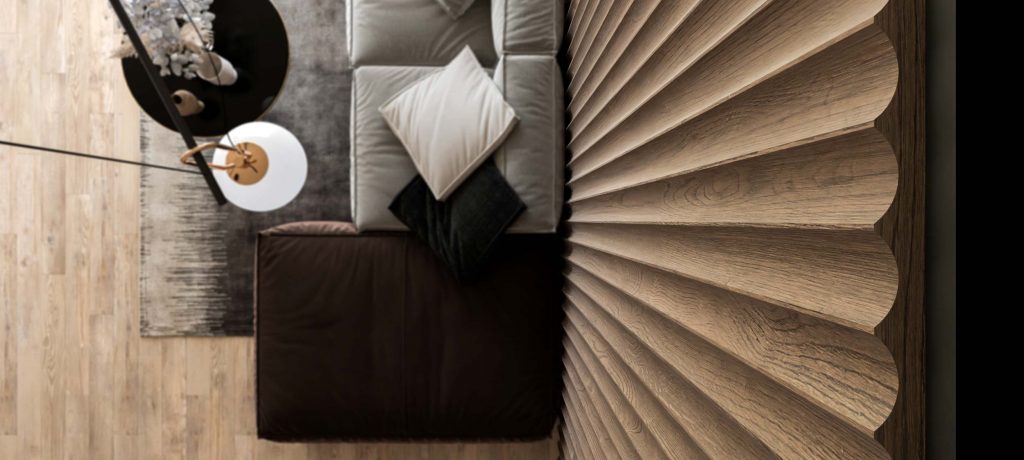 Portes intérieures et boiserie, détail du panneau en bois