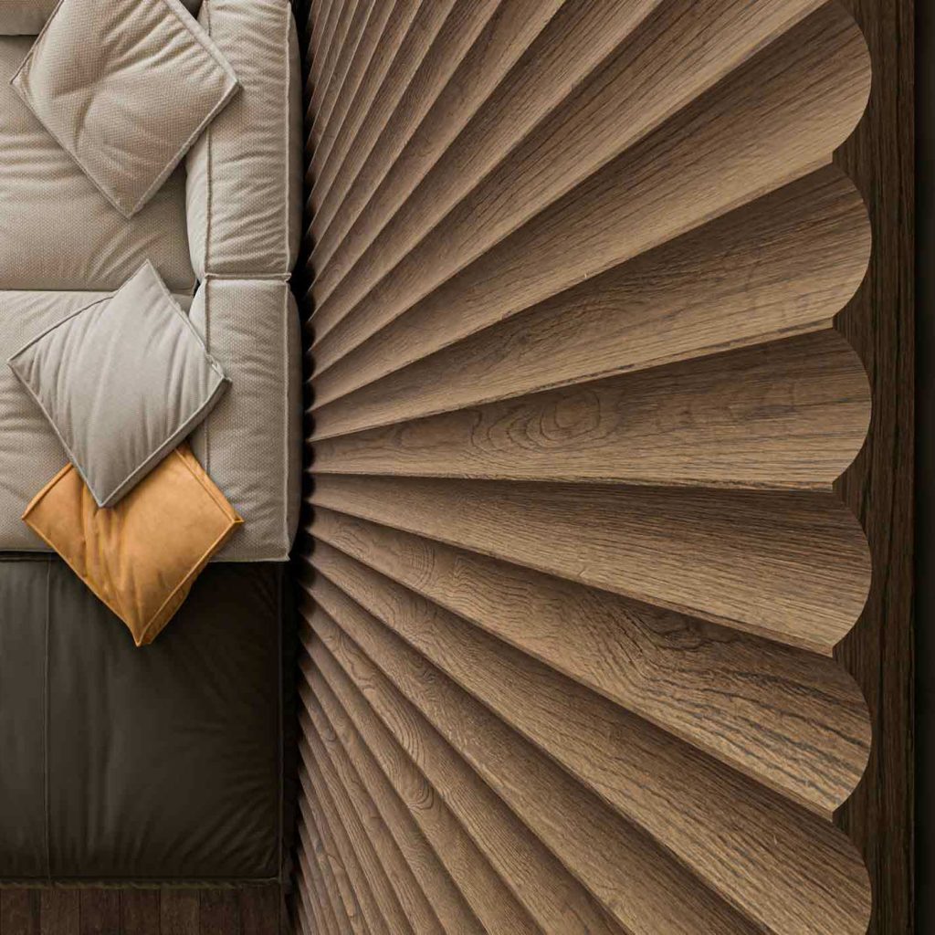 Boiserie unghiata in noce