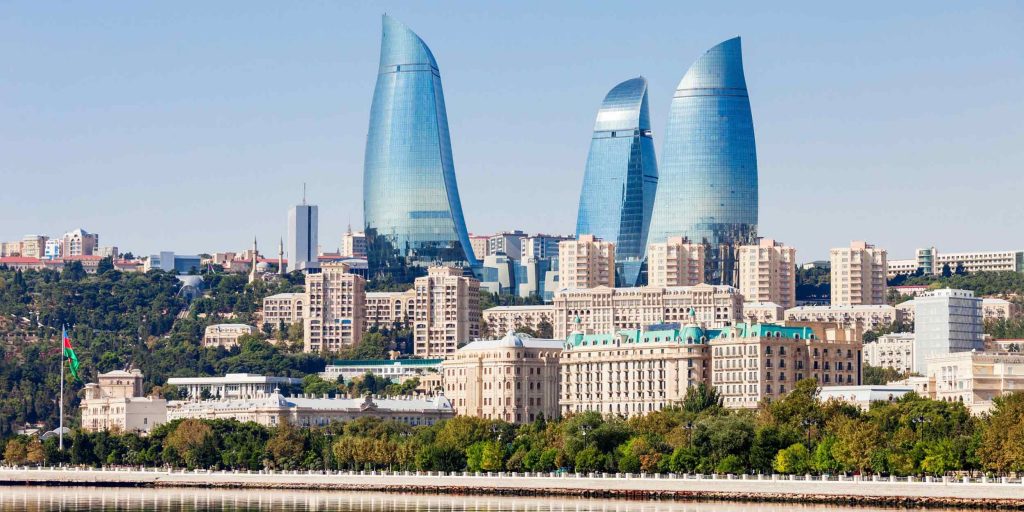 View of the skyscrapers of Baku in Azerbaijan