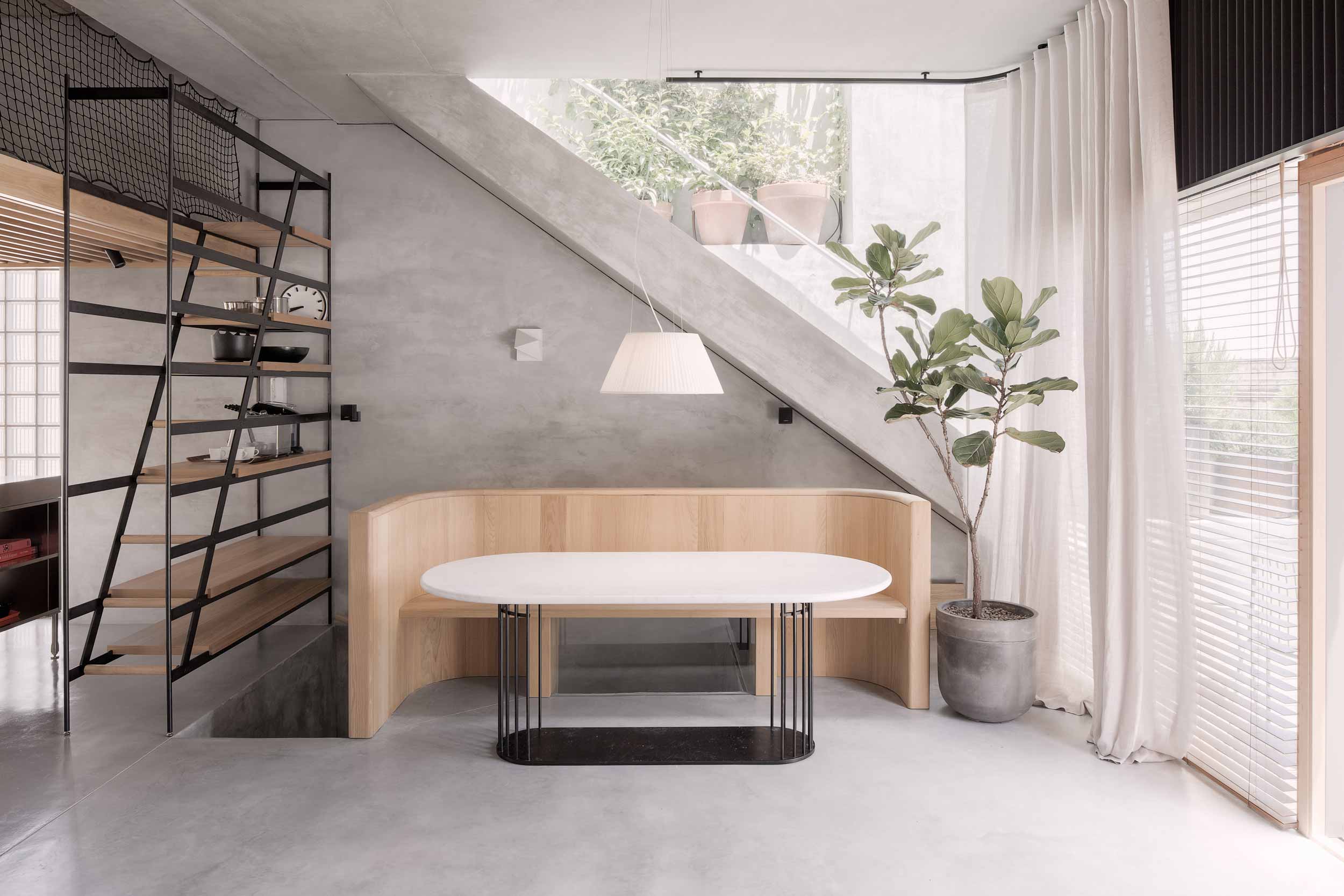 Vue de la salle à manger avec fenêtre pliante Klima 80 Slim
