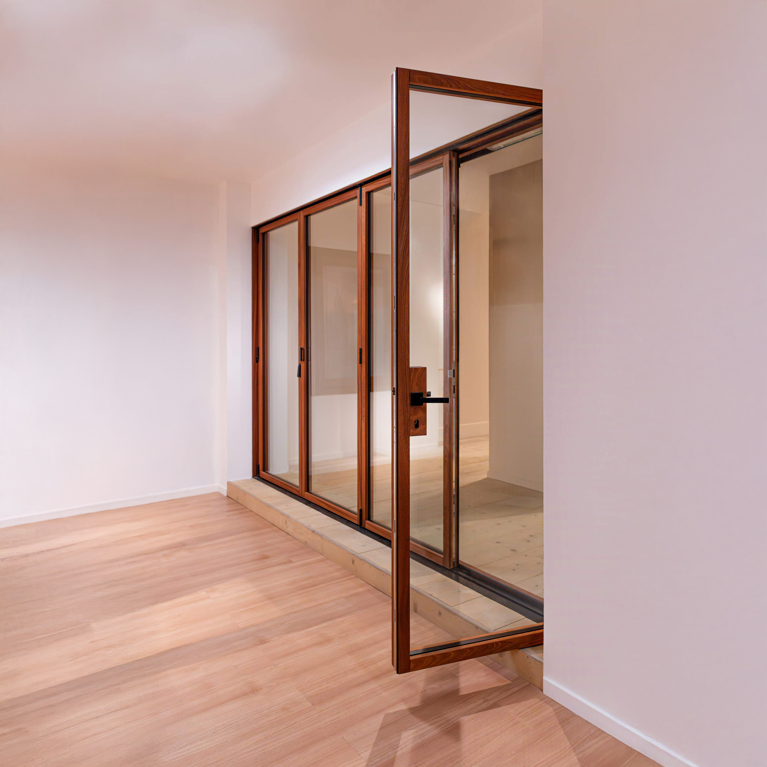 Serramento a libro Skyline Bifold in mogano oliato